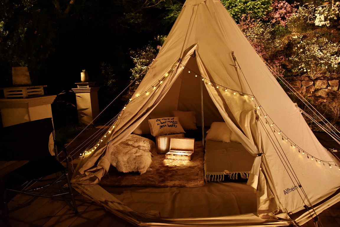 [GARDEN HOTEL☆彡 1 night and 2 meals included glamping tent accommodation plan] BBQ/handmade pizza experience/breakfast included