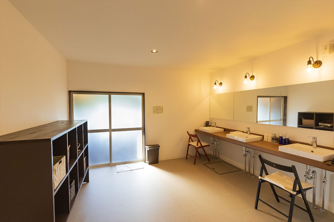 Bright and clean bathroom in the clubhouse