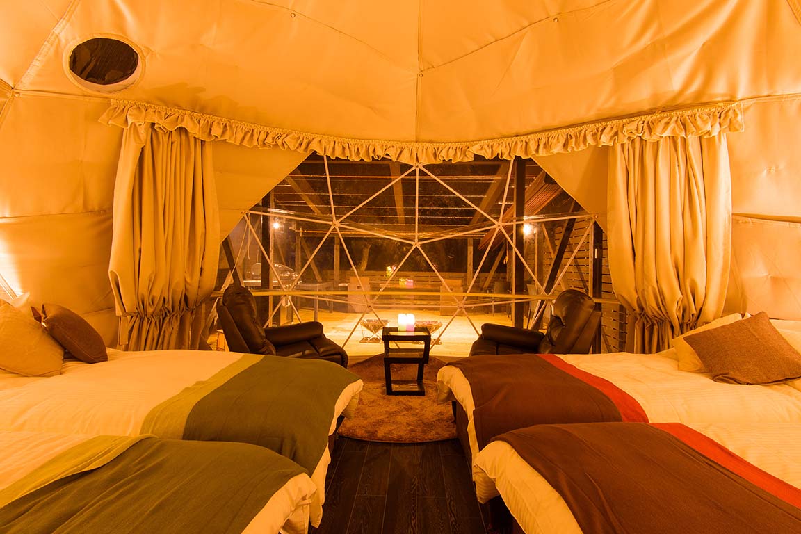 Glamping (dome tent + outdoor hot spring bath)