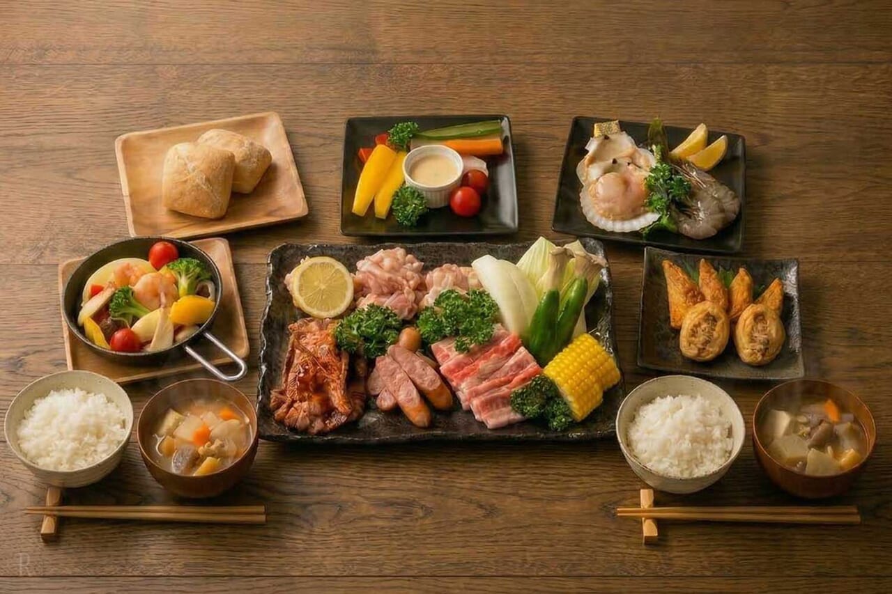 温泉旅館グランピングBBQプラン
