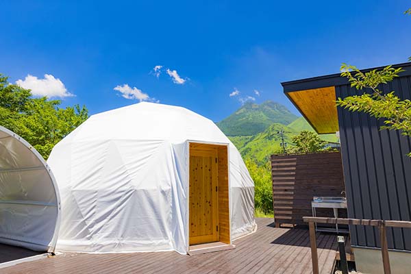 [XNUMX] Dome tent with hot spring, XNUMX double beds