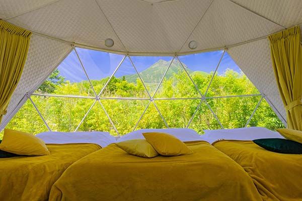 [XNUMX] Dome tent with hot spring, XNUMX double beds