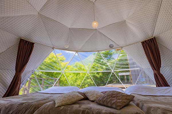 [XNUMX] Dome tent with hot spring, XNUMX double beds