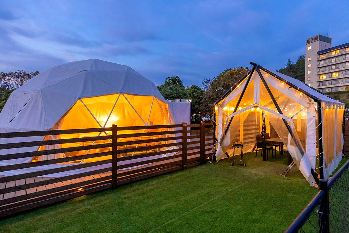 There is also a dedicated BBQ space on the deck where each dome is placed.