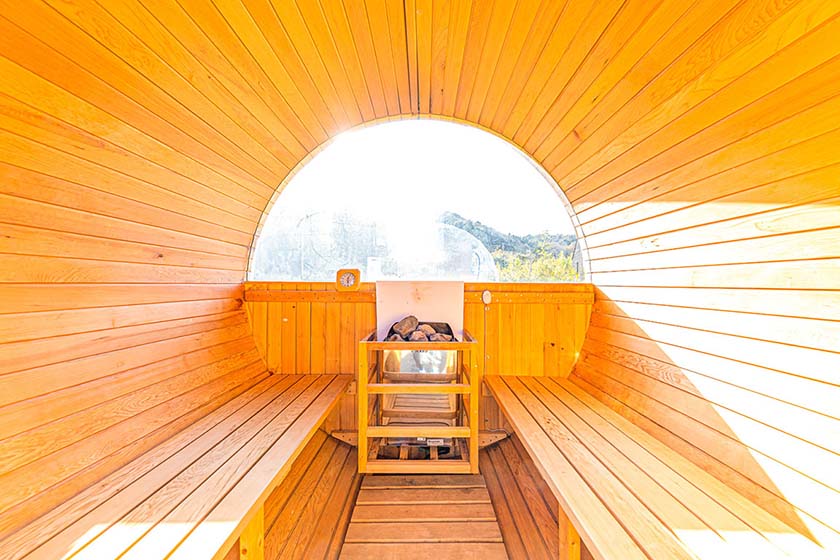 Inside the sauna