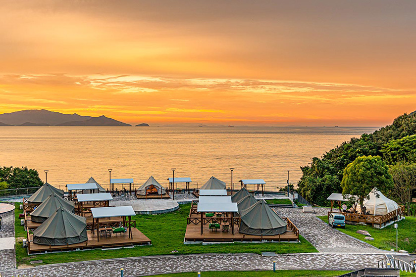 Sunset at Glamping Facility Setouchi Resort Vessel Ochi