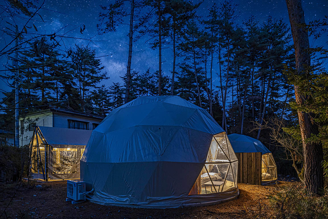 <Limited to 2 groups> Glamping stay where you can relax in a cypress bath [Nagano]