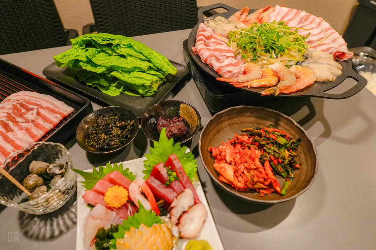海鮮と地産ポーク＆キムチのサムギョプサルコース