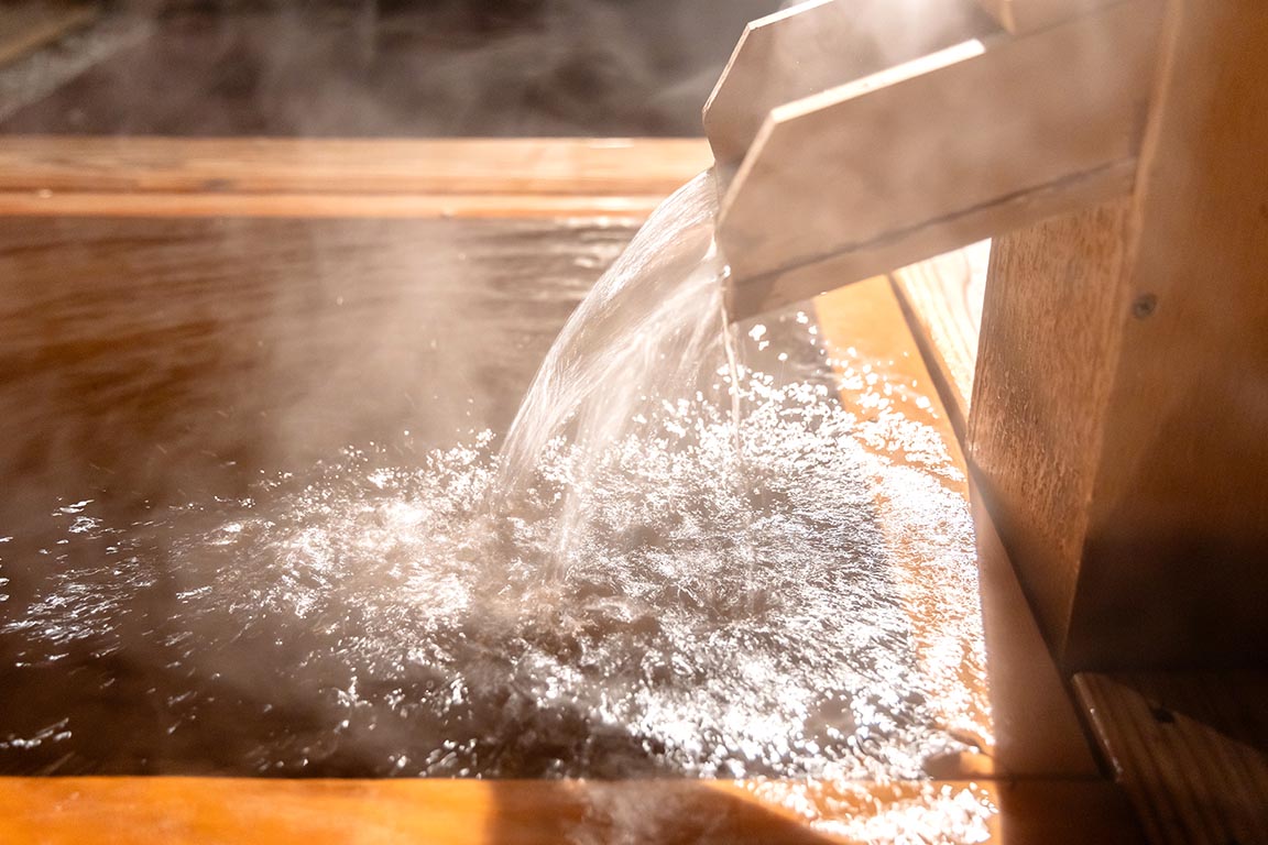 Open-air bath with natural hot spring water