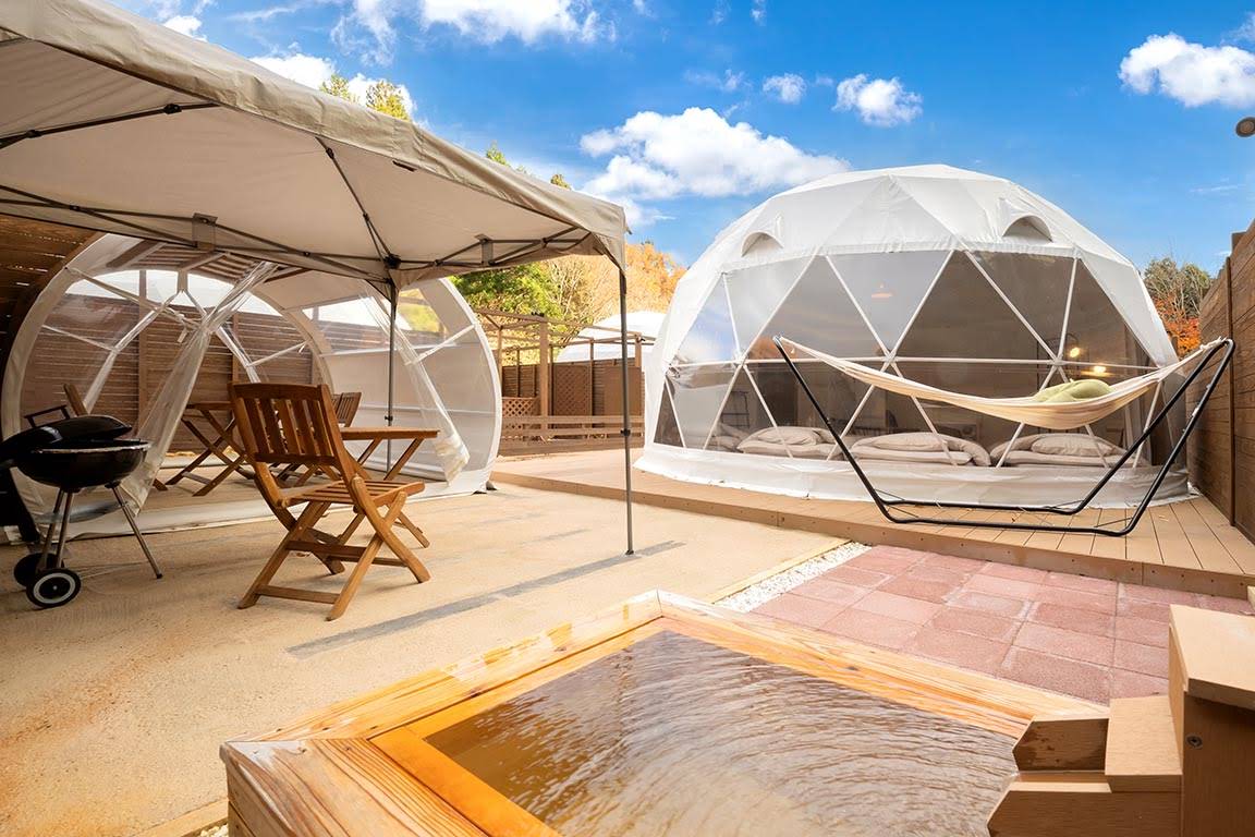 Yaita Onsen Yulampi open-air bath and dome tent