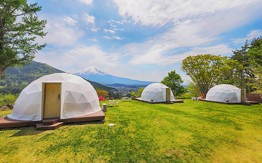 【山梨】从柘志山门户营地眺望富士山及周边自然风光